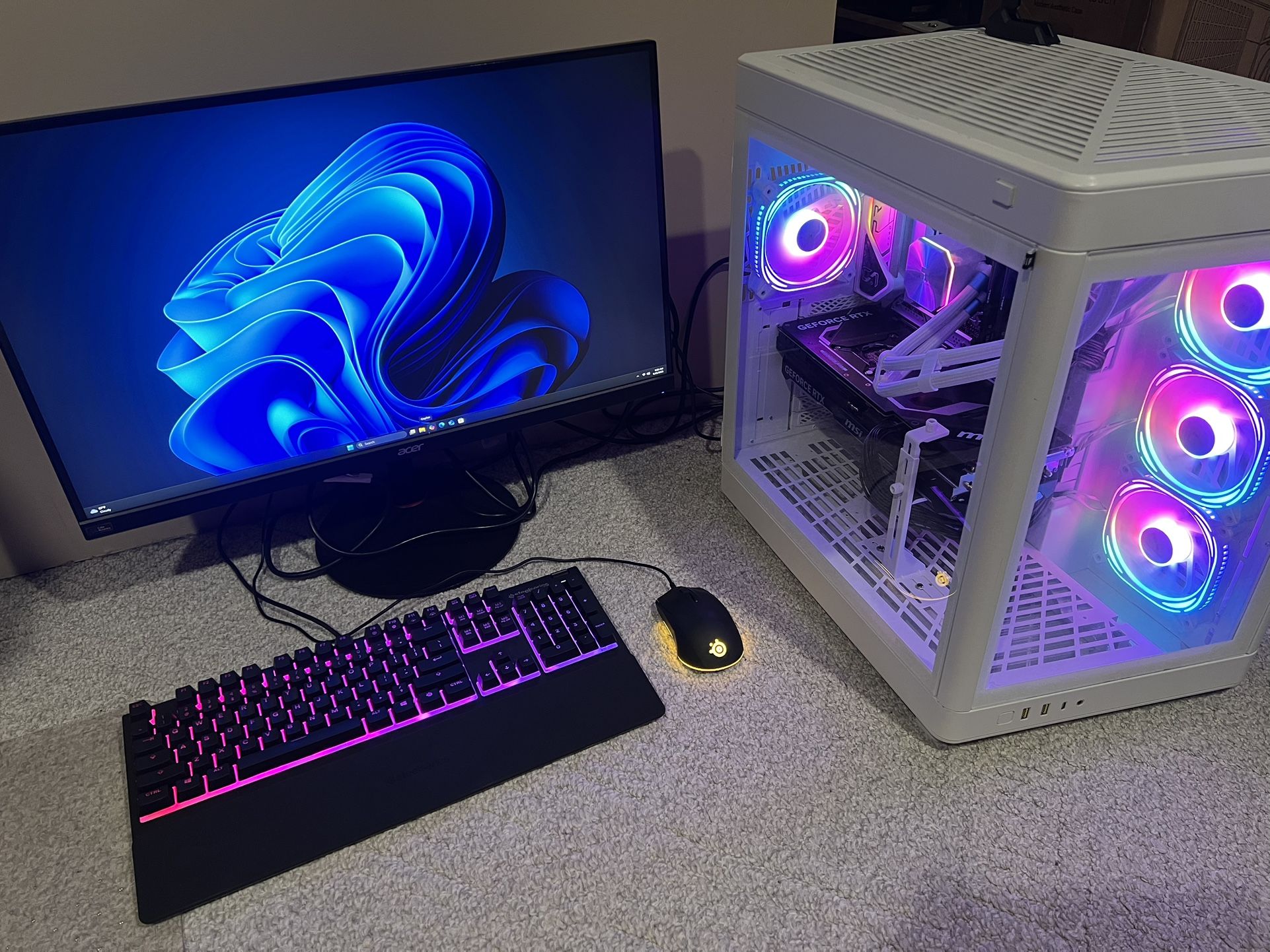 High Gaming PC Setup, RTX 4080 GPU, 14900K CPU, 32GB RAM, 2TB NVMe, 360MM AIO, 850W PSU, 27” 1440P 170Hz Monitor, Gaming Gear