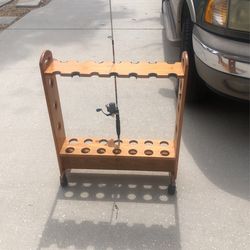 Well Made Fishing Rod Storage Cart On wheels