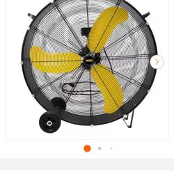 HiCFM 36 in. Black Industrial Drum Fan, 18600 CFM, 2-Speed, 3/5 HP, Heavy Duty,Casters and Handle,Warehouse and Workshop