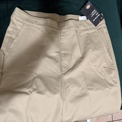 Dickies Khaki Wide Leg Twill Pants