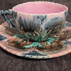 Majolica Tea Cup & Saucer