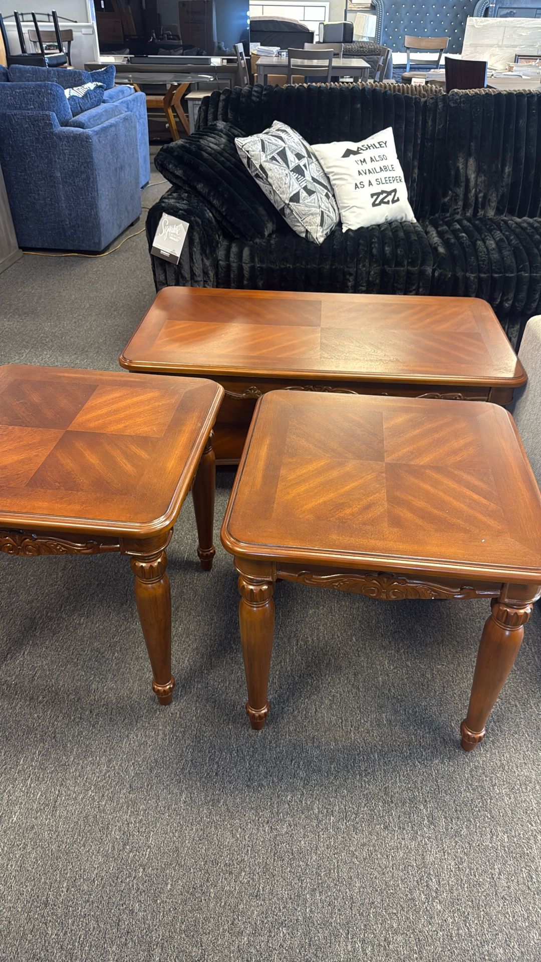 New 3 Piece Walnut Coffee Table Set