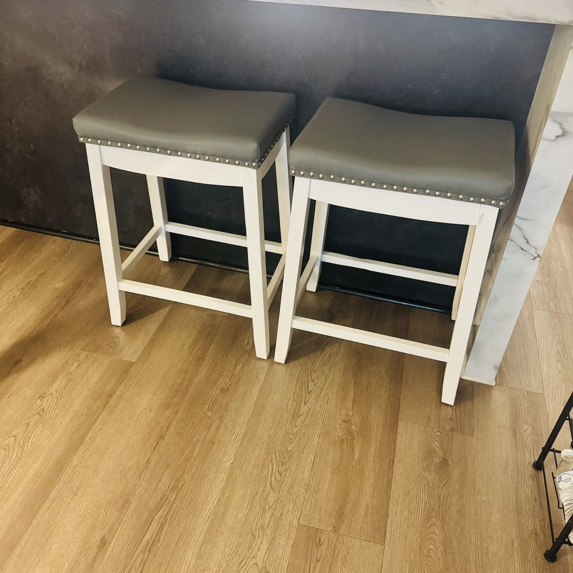 Bar Height Backless Saddle Barstools, Set of 2