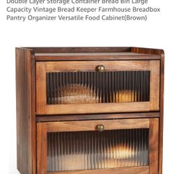 Ciilee Baby Bread Box for Kitchen Countertop Wooden Double Layer Storage Container Bread Bin Large Capacity Vintage Bread Keeper Farmhouse Breadbox 