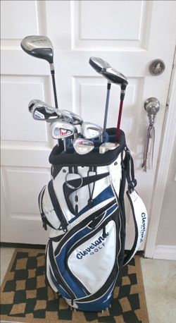Golf Club Full Set Taylormade Callaway Cobra iron set 5,6,7,8,9 P and S Wedge putter woods and driver right Handed 12 Piece total in good pre-owned co