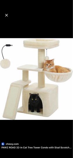 PAWZ ROAD 32-in Cat Tree Tower Condo with Sisal Scratching Post pink