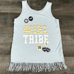 Big Girls Size XL #Girltribe Girl Tribe Light Blue Fringe Tank Top Shirt