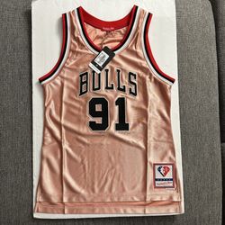 Dennis Rodman NBA 75th Anniversary Rose Gold Mitchell & Ness Jersey