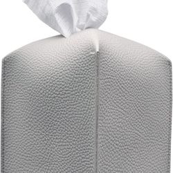 Carrotez Tissue Box Cover, [Refined] Modern PU Leather Square Tissue Box Holder - Decorative Organizer for Bathroom Vanity Countertop, Night Stands, O