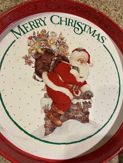 2 Vintage Christmas Serving Trays 