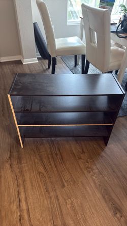 2 Dark Brown Wood Shoe Stands with 2 Shelves