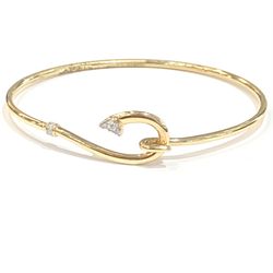 Gold FISHHOOK BANGLE WITH DIAMONDS 