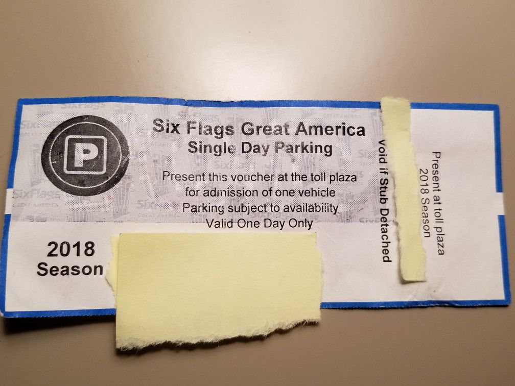 Six Flags one day parking pass