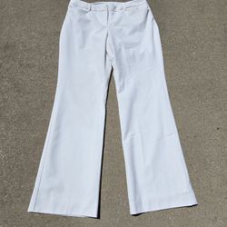 New York & Company Womens White Stretch Dress Pant Size 10 Lined Pockets 