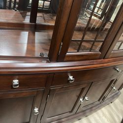 Antique Walnut Wood Dining Room Armoire/Buffet