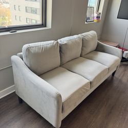 Embry 74” Gray Velvet 3-Seater Sofa 