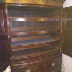 Antique Bow front Linen Cabinet