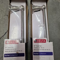  $28 for Both, Lot of (2) DELTA bathroom Towel Bar, Rack, Holders.
