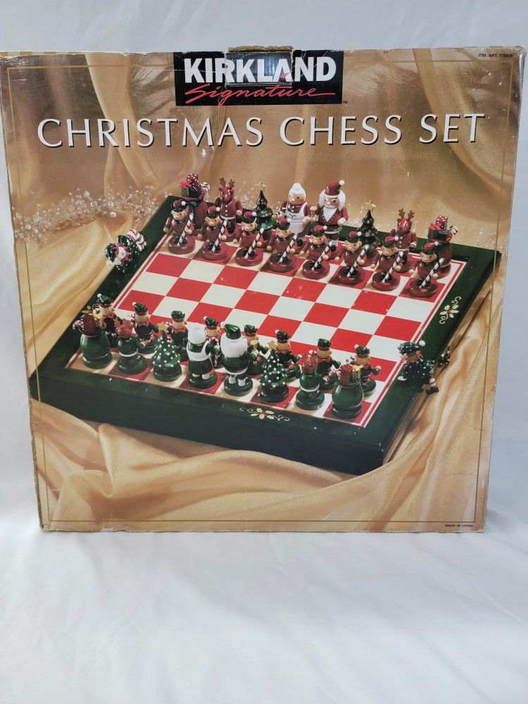 Vintage Kirkland Chess Set With Handcarved Pieces
