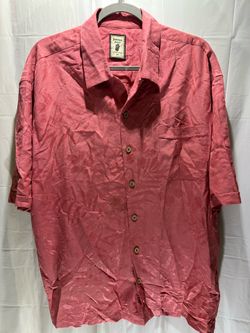 Jamaica Jaxx Hawaiian Shirt Button Down Coral Silk Shirt Men's Size XL