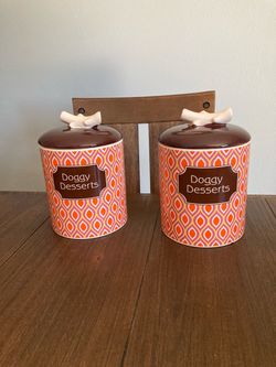 Doggy Desserts Ceramic Treat Canisters Set of 2