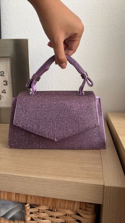 Purple Rhinestone Mini Top Handle Bag