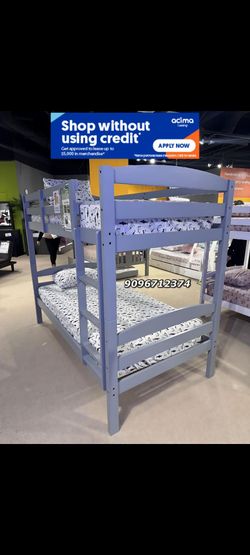 Twin Twin Grey Bunkbed With Orthopedic Mattress Included
