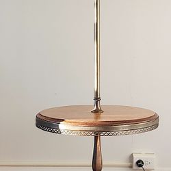 Antique Brass / Bronze Floor Lamp With Wood Table