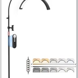 Half Moon Light For Lash Tech, Flexible Lash Lamp With Phone Holder For Eyelash Nail Art Tattoos Skincare, LED Floor Lamp Esthetician Light 