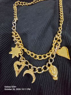 Gold-Tone Charm Chain Necklace