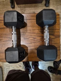 25 lb Rubber Hex Dumbbells Pair