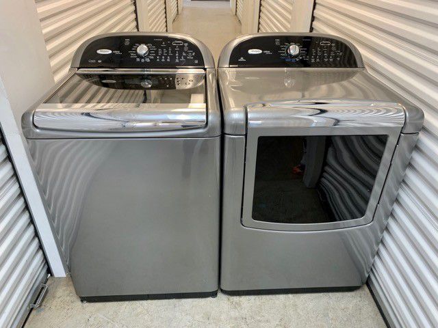 Whirlpool cabrio platinum top load washer and electric dryer set