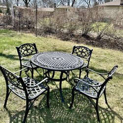 Cast Aluminum Patio Set, 42” Table With 4 Chairs, Delivery Available For Extra Cost
