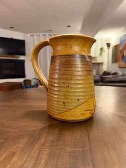 Handmade Ceramic Pitcher ~9” Tall