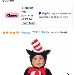 Dr Seuss Cat In the Hat Infant Halloween Costume