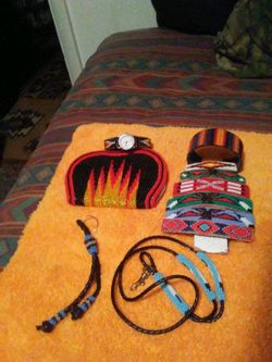Hand beaded barrettes, pouches and more