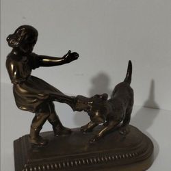 VINTAGE BRASS - BRONZE STATUE / BOOKEND 6"×6" ×3" - B100