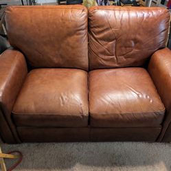 Brown Leather Couch, 2 Seater.  