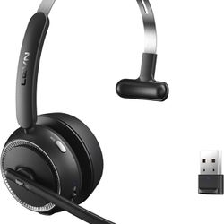Wireless Headset with Mic for Work, Bluetooth Headset with Noise Cancelling Microphone