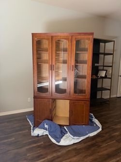 Wood China Cabinet with Glass Doors