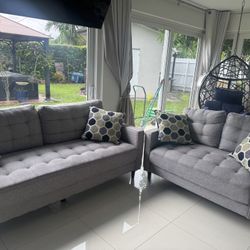 Gray Sofa and Love Seat