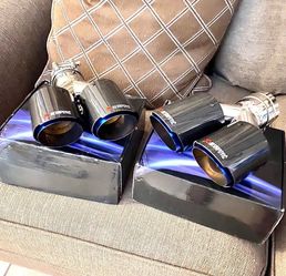 Akrapovic Carbon Fiber Dual Exhaust Tips 3" Inlet To 4" Outlet, 2 Pcs
