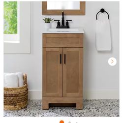 NEW Glacier Bay 19 in. Single sink Sand bath Vanity with White Cultured Marble Top $130 NO BOX