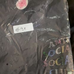 Antisocial Club Tee Shirt Medium Rhinestones 