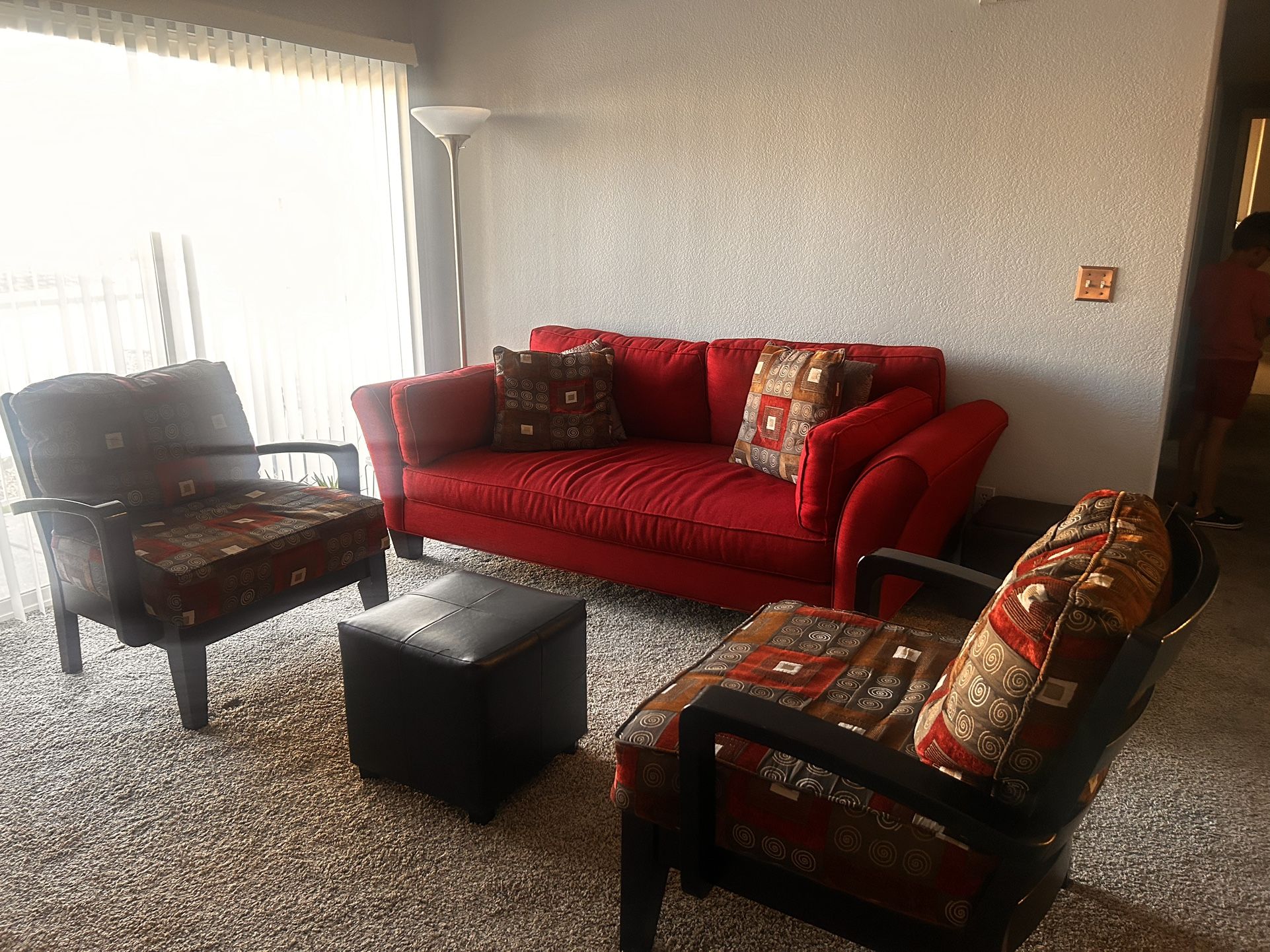 Sofa, Ottoman, Pillows and 2 accent chairs 