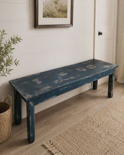 Rustic Distressed Wood Bench – Farmhouse / Entryway