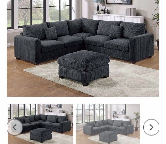NEW BLACK SECTIONAL SOFA
