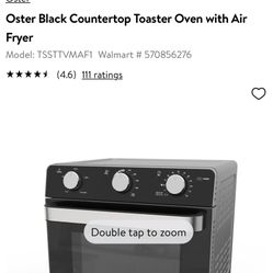 Oster Black Countertop Toaster Oven with Air Fryer