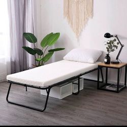 Portable Folding Bed with Mattress – 75” Guest Bed