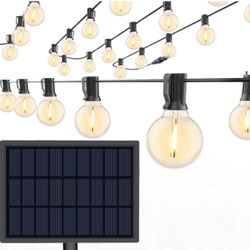 Solar String Lights Waterproof LED Indoor/Outdoor Hanging Umbrella Lights with 25 Bulbs - 27 Ft Patio Lights for Deckyard Tents Market Cafe Gazebo Por